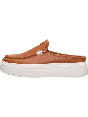 Women's  Leather Cognac Austin Platform Mule Lightweight Casual Slip-On Shoes